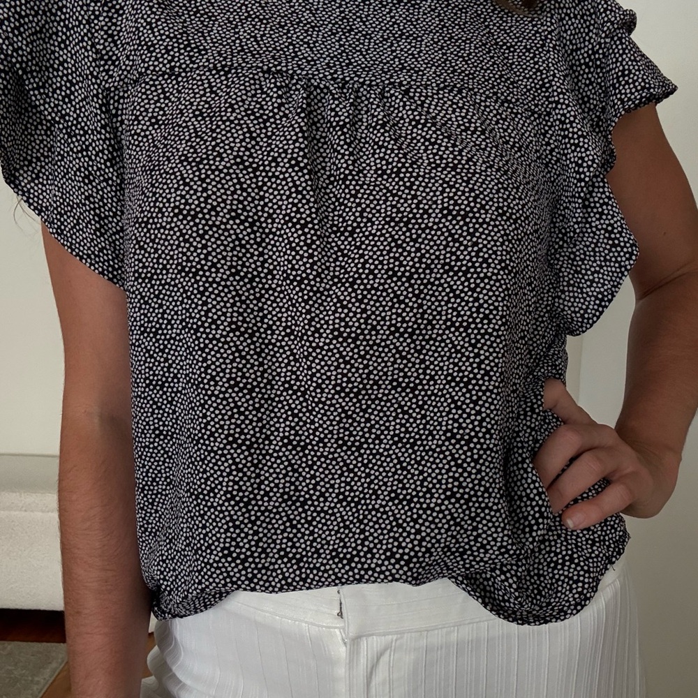 Women's Black and White Polka Dot Top